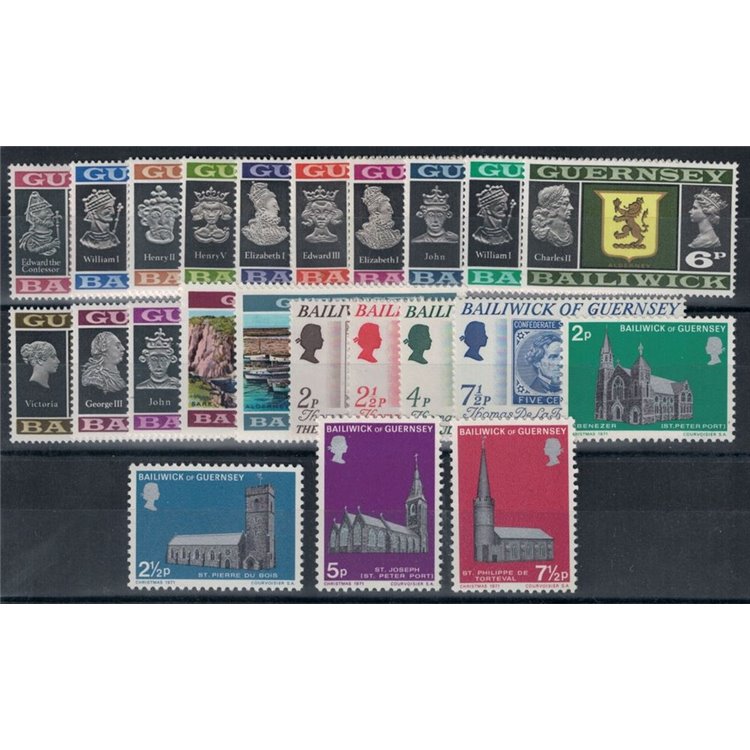 GUERNSEY 1971 Complete vintage 23v MNH**
