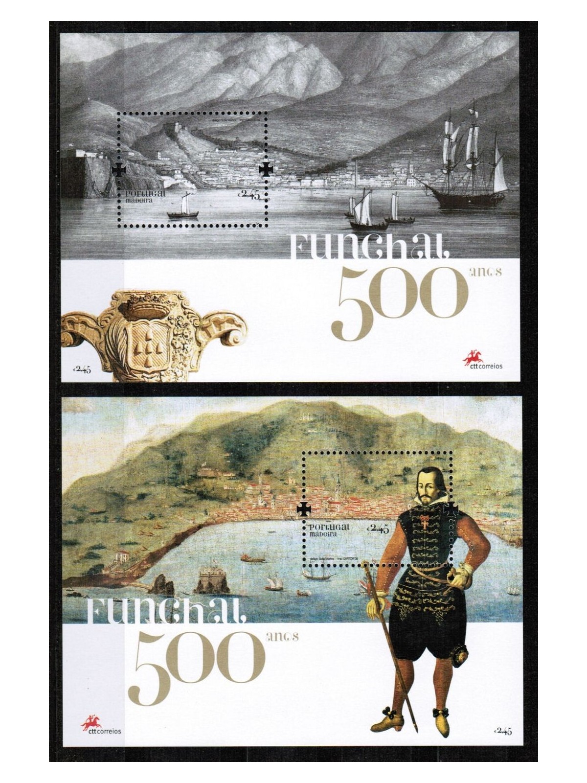 MADERA 2008 5° centenario Funchal 2 BF MNH**