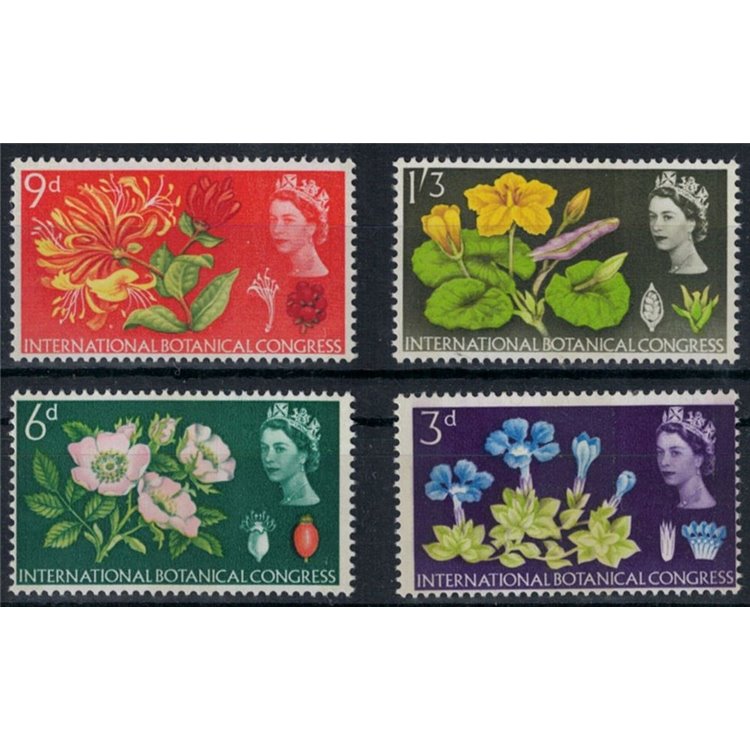 GREAT BRITAIN 1964 Botanical Congress with phosphorous bands 4v MNH**