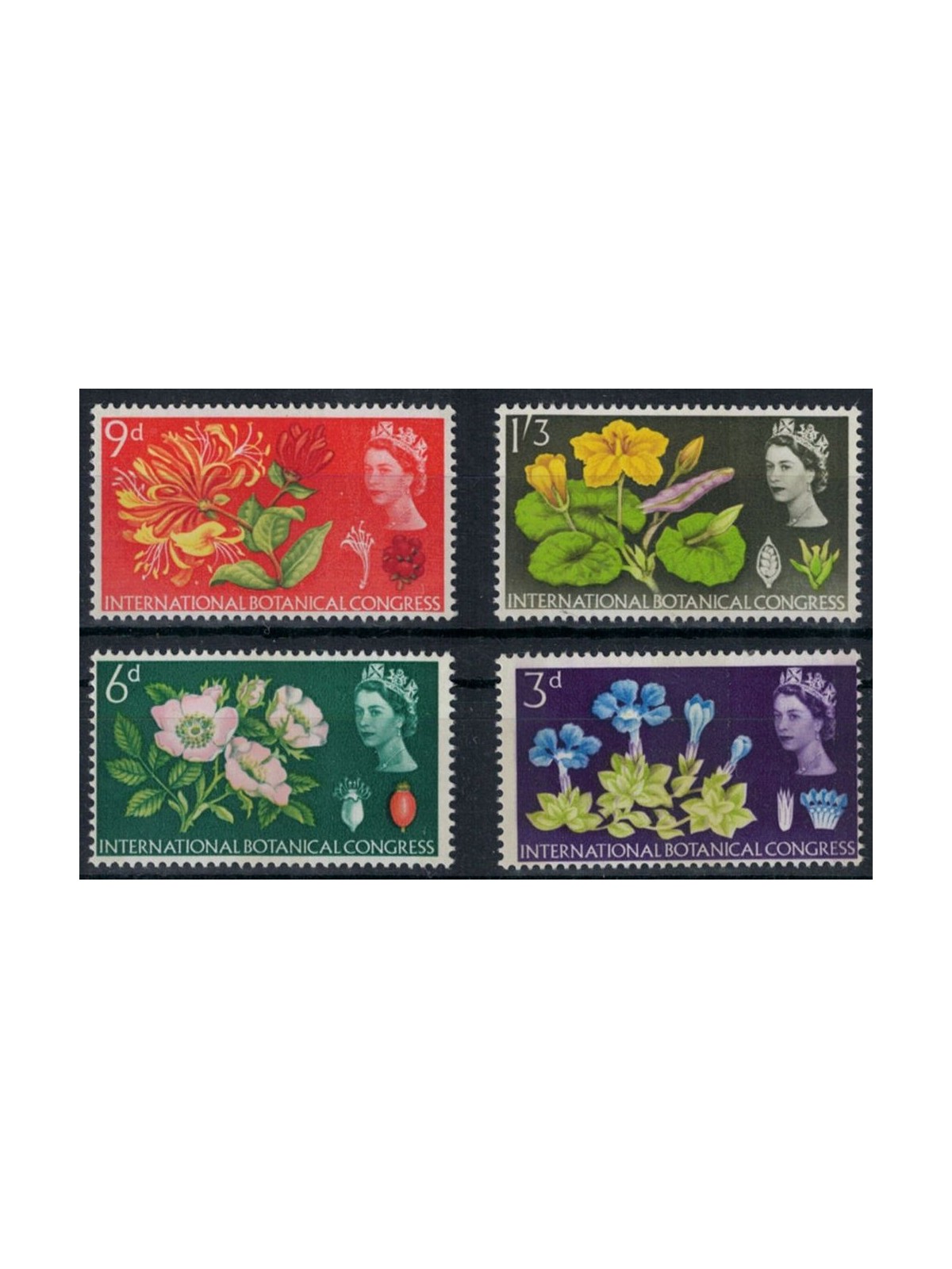 GREAT BRITAIN 1964 Botanical Congress with phosphorous bands 4v MNH**