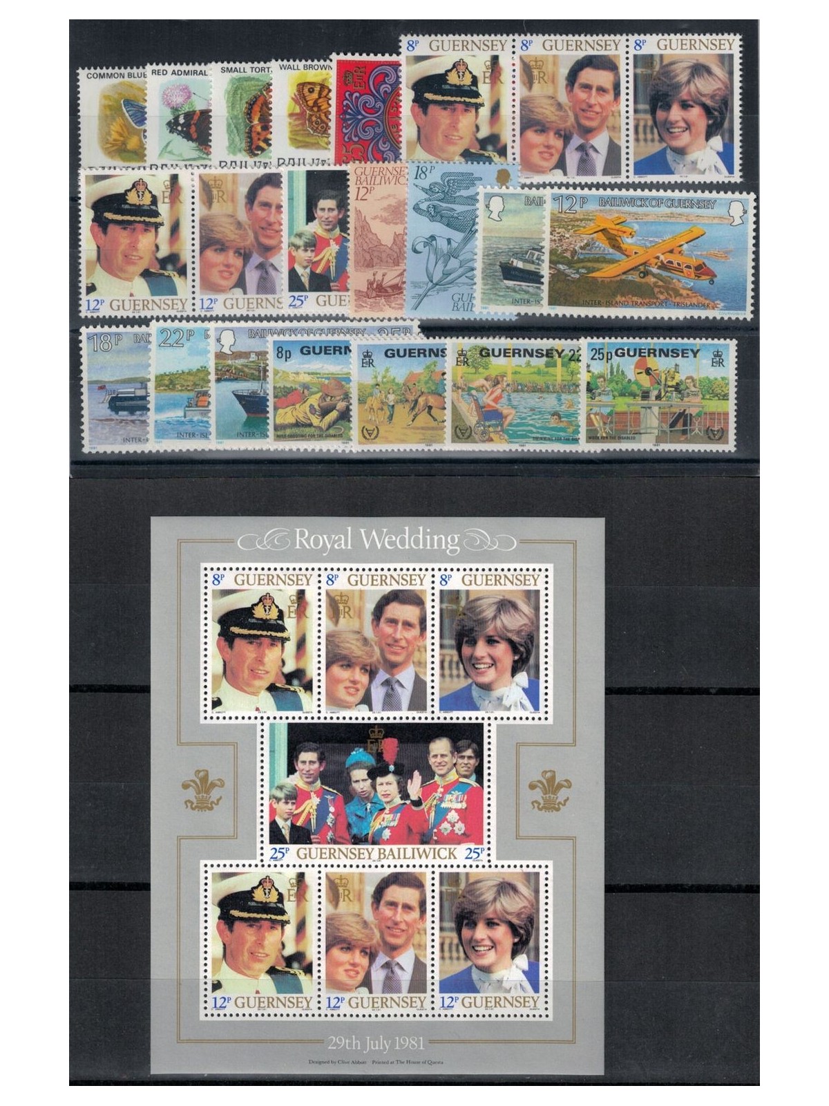 GUERNSEY 1981 Annata completa 23v + 1 BF MNH**