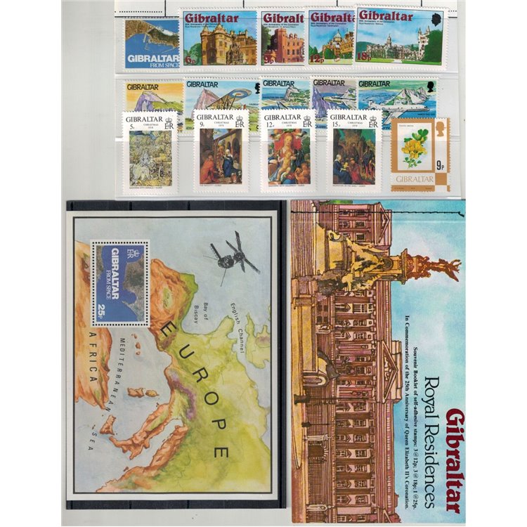 GIBRALTAR 1978 Complete Year 15v + 1 s/s + 1 booklet MNH**