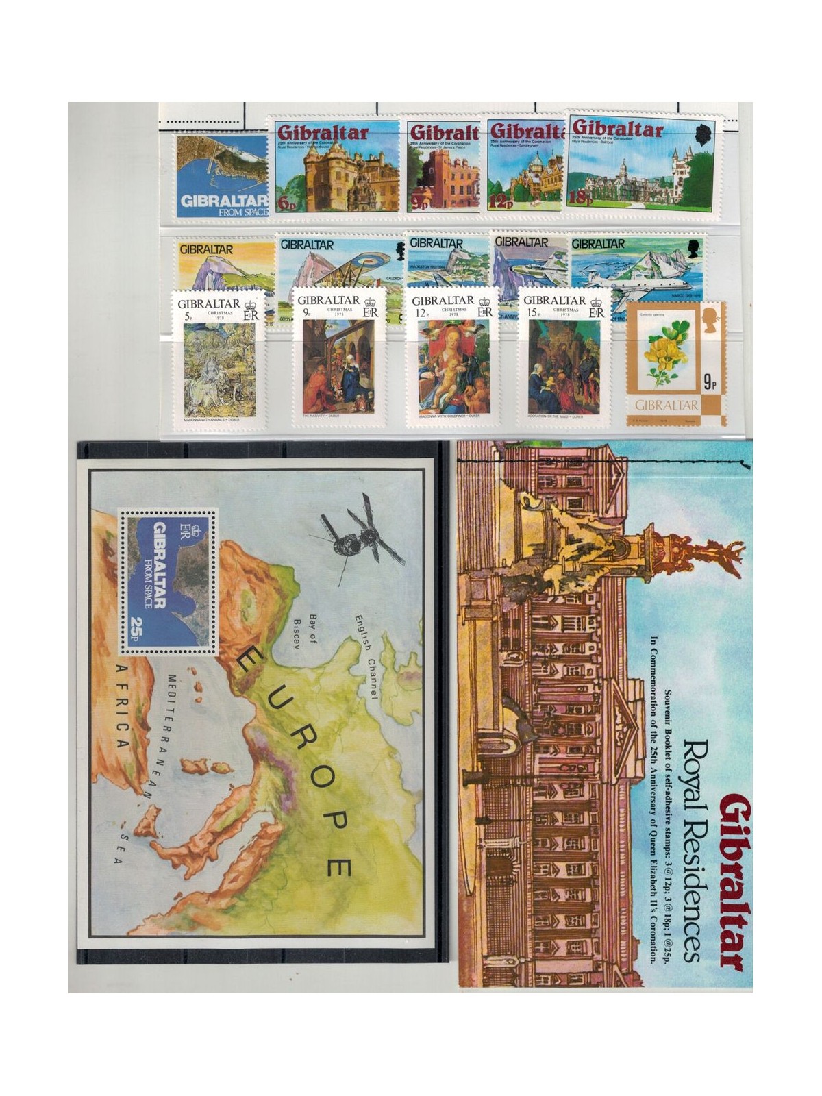 GIBRALTAR 1978 Complete Year 15v + 1 s/s + 1 booklet MNH**