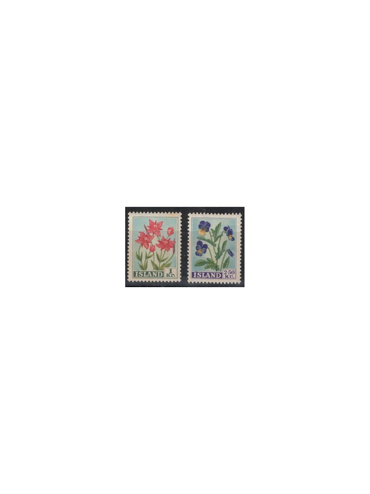 ICELAND 1958 Ordinary set, flowers 2v MNH**