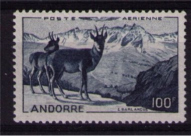 ANDORRA FRANCESE 1950 Paesaggio, posta aerea 1v MNH**