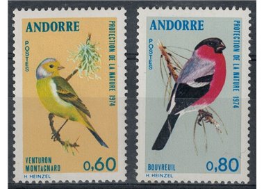 ANDORRA FRANCESE 1974 Salvaguardia della natura, uccelli 2v MNH**
