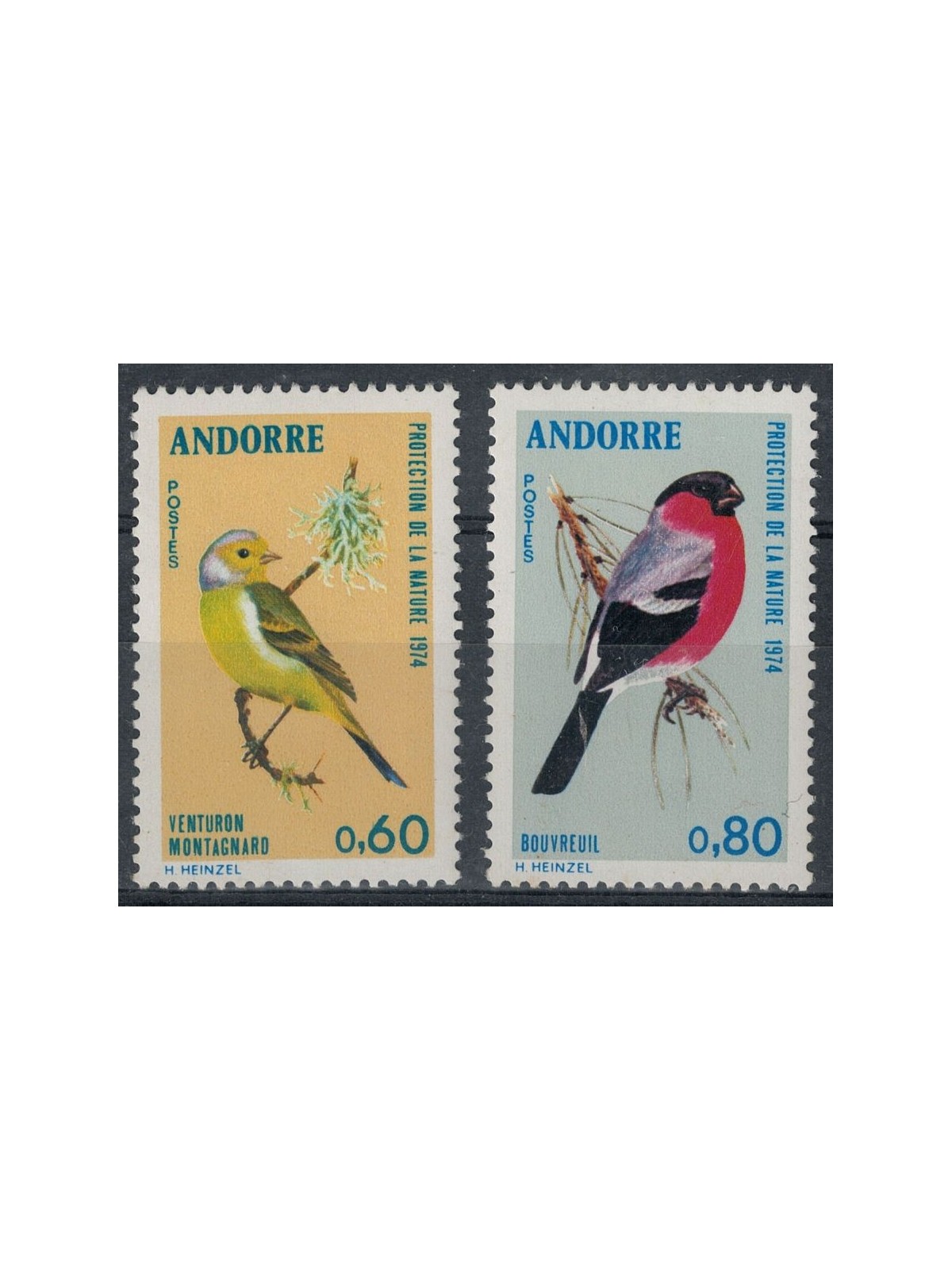 ANDORRA FRENCH 1974 Nature conservation, birds 2v MNH**
