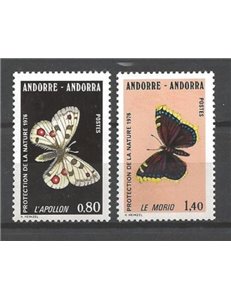 ANDORRA FRENCH 1976 Nature Conservation, butterflies 2v MNH**