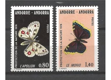 ANDORRA FRANCESE 1976 Salvaguardia della natura, farfalle 2v MNH**