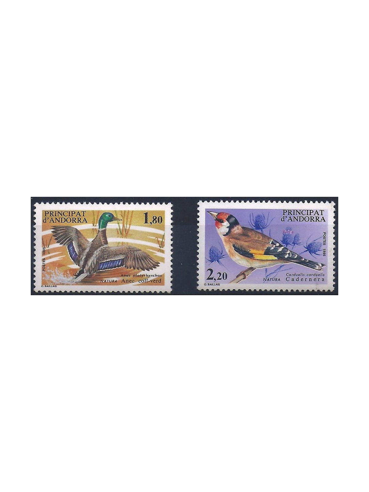 ANDORRA FRANCESE 1985 Salvaguardia della natura, uccelli 2v MNH**