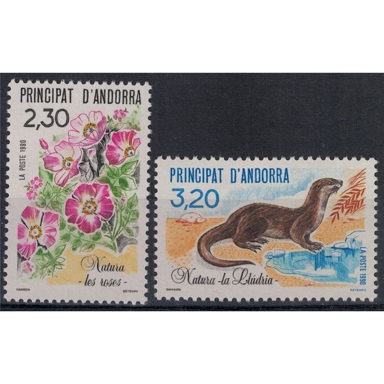 ANDORRA FRANCESE 1990 Salvaguardia della natura, fauna e flora 2v MNH**