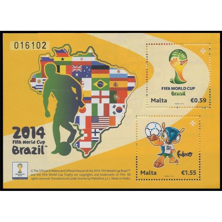 MALTA 2014 Coppa del mondo di calcio BF MNH**