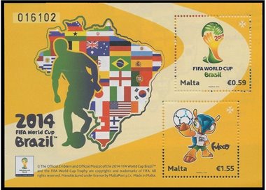 MALTA 2014 Coppa del mondo di calcio BF MNH**