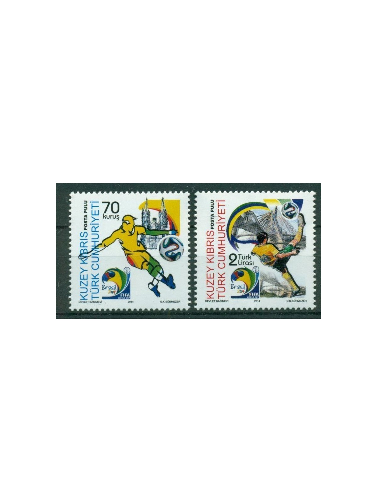 CIPRO DEL NORD 2014 Coppa del mondo di calcio 2v MNH**