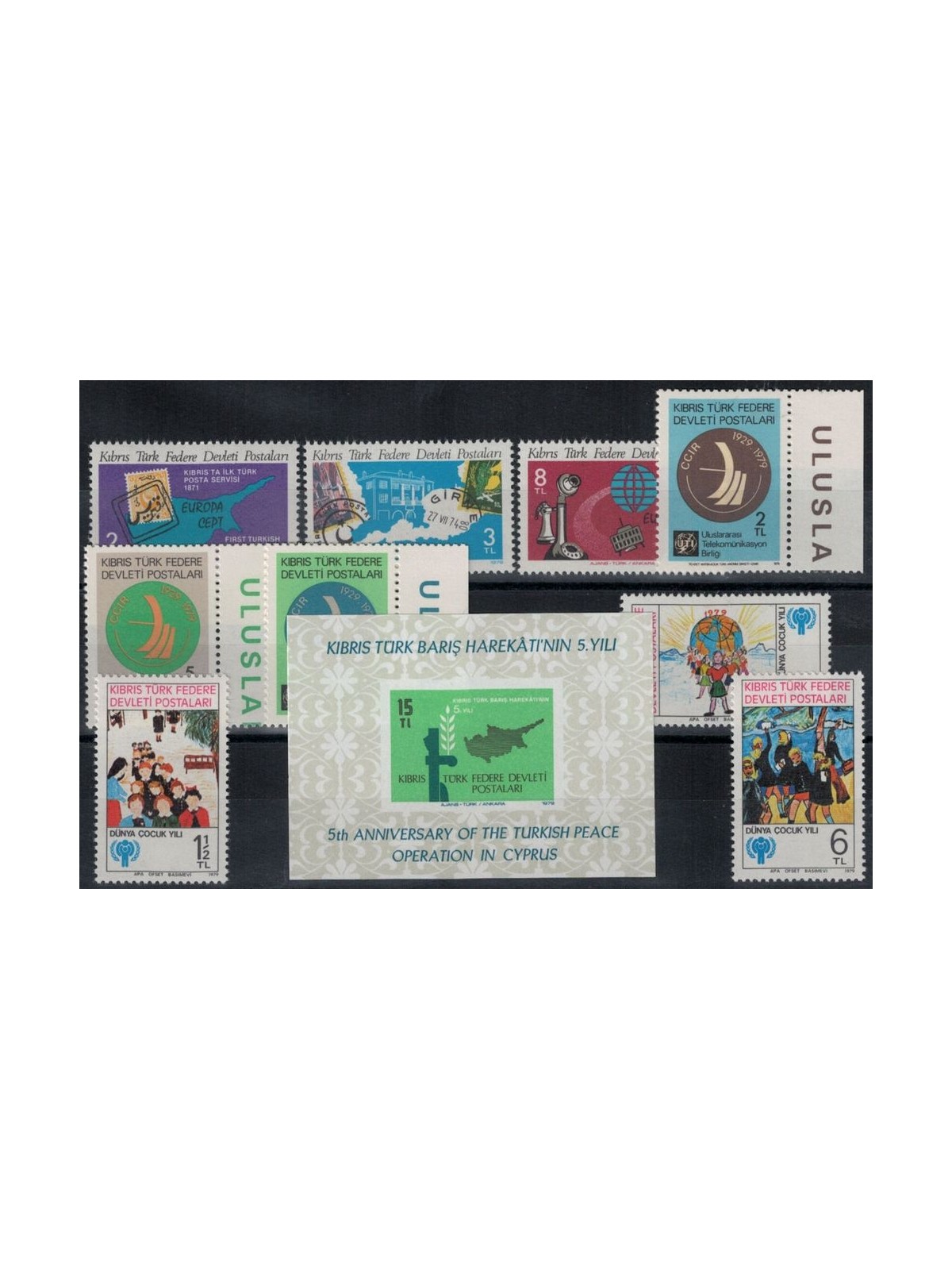 CIPRO TURCA 1979 Annata completa 9v + 1 BF MNH**