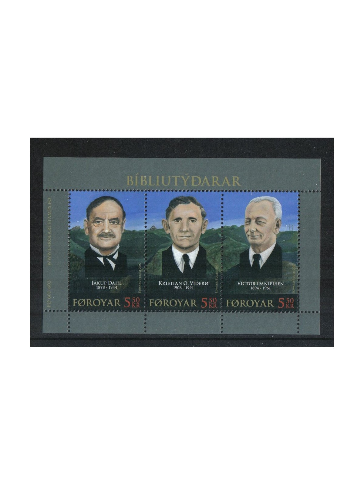 FAEROER 2007 Faroese translators of the Bible 1 s/s MNH**