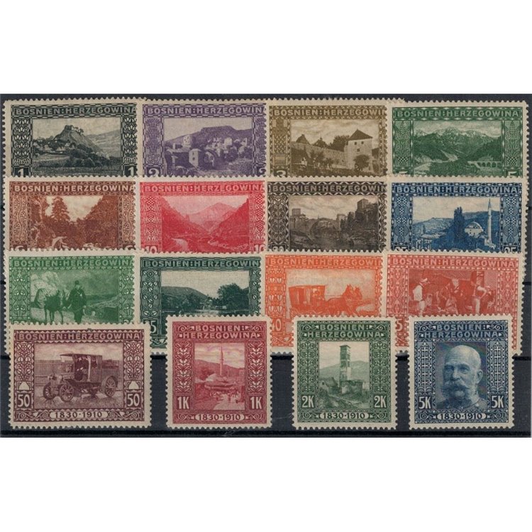 BOSNIA AND HERZEGOVINA 1910 Landscapes, ordinary series 16v MH*