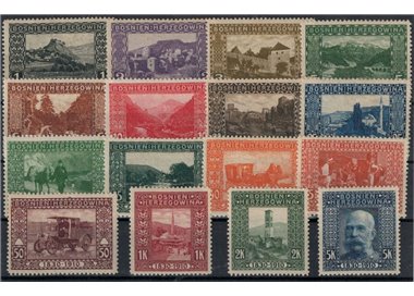 BOSNIA ERZEGOVINA 1910 Paesaggi, serie ordinaria 16v MH*
