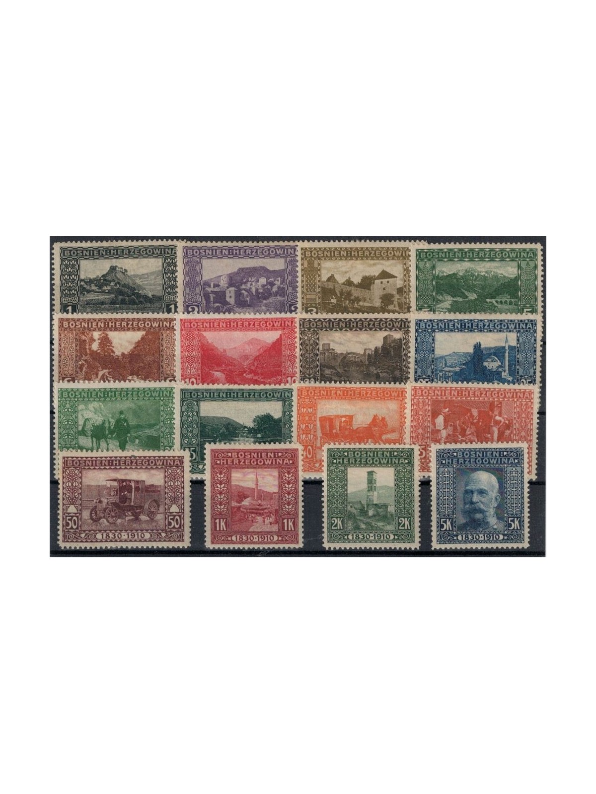 BOSNIA ERZEGOVINA 1910 Paesaggi, serie ordinaria 16v MH*
