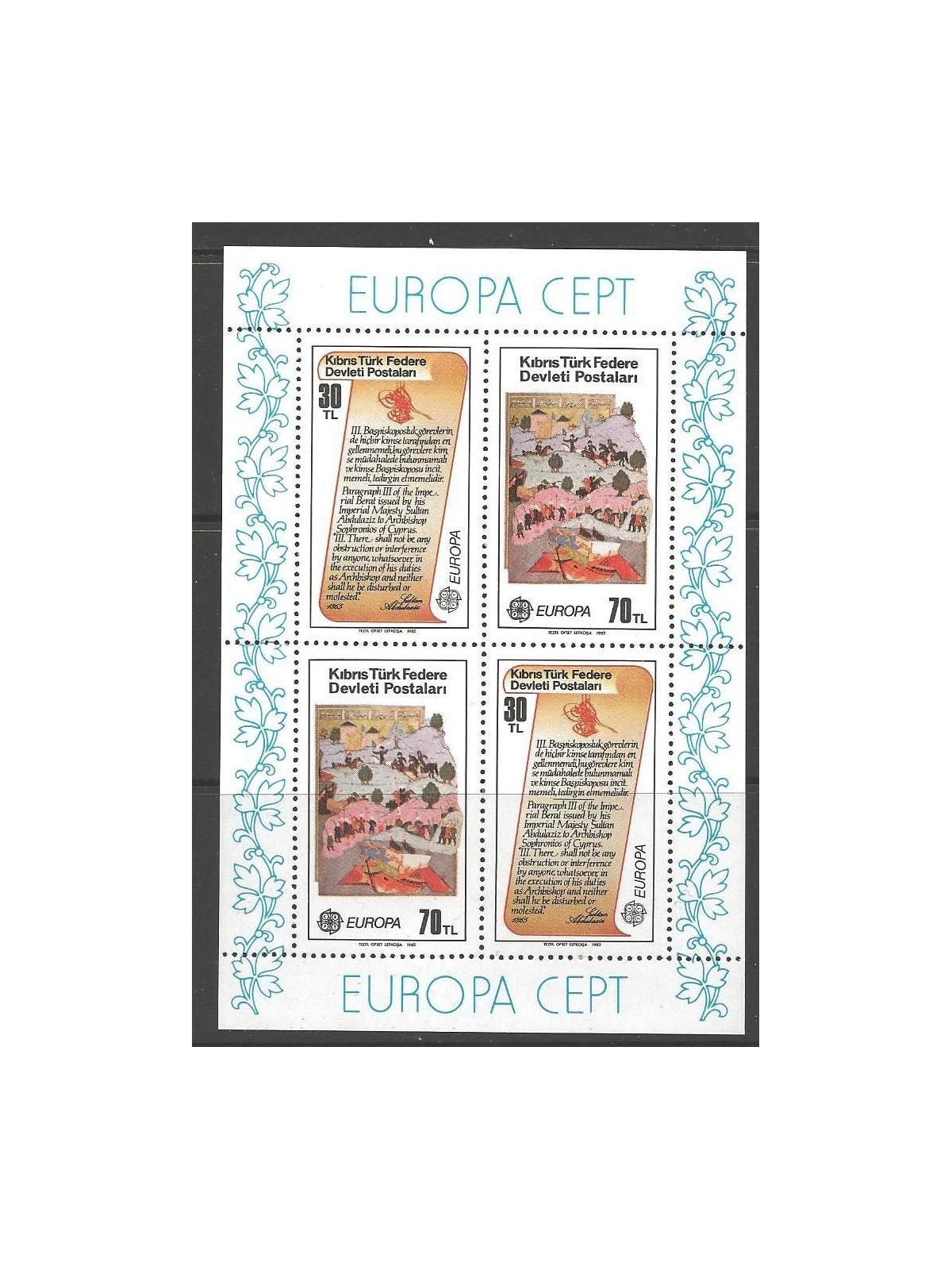 CIPRO TURCA 1982 Europa BF MNH**