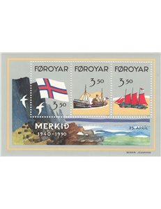 FAEROER 1990 Cinquantenario della bandiera 1 BF MNH**