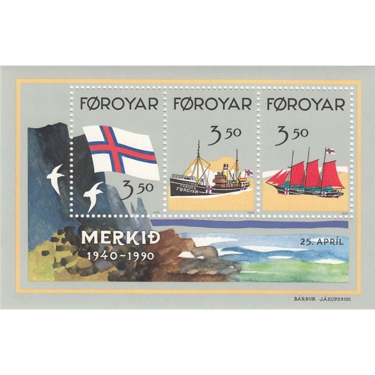 FAEROE ISLANDS 1990 50th Anniversary of the Flag 1 s/s MNH**
