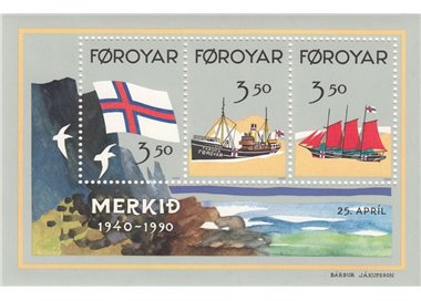 FAEROE ISLANDS 1990 50th Anniversary of the Flag 1 s/s MNH**