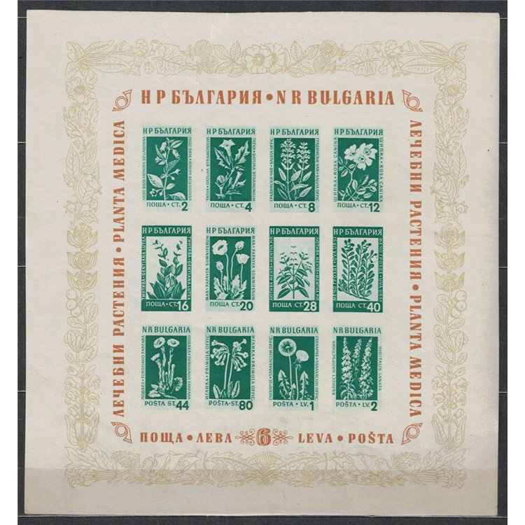 BULGARIA 1953 Fiori e piante medicinali 1 BF MNH**