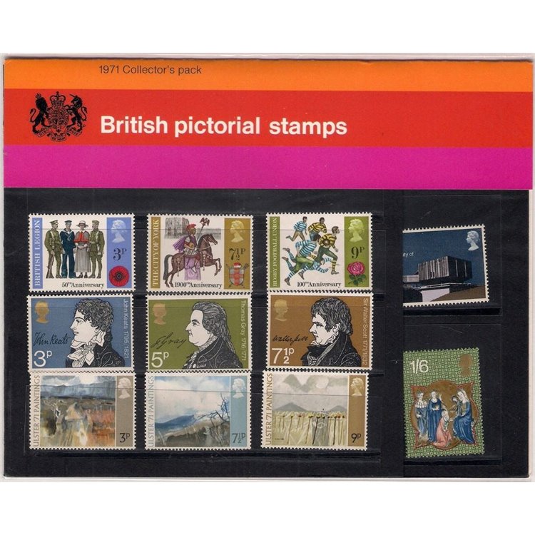 GRAN BRETAGNA 1971 Annata completa, Collector pack 19v MNH**
