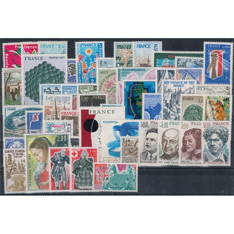 FRANCE 1977 Complete Vintage 49v MNH**