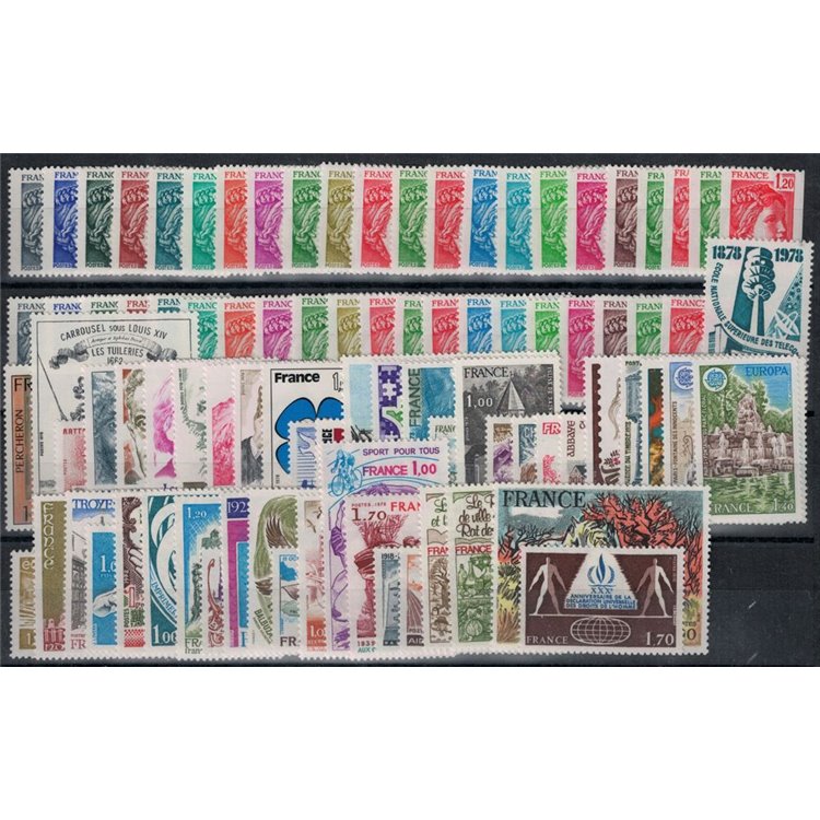 FRANCE 1978 Complete Vintage 90v MNH**