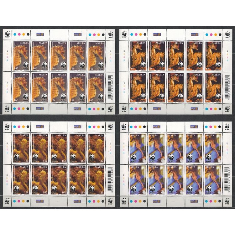 MALTA 2002 WWF, seahorse 4 m/s MNH**
