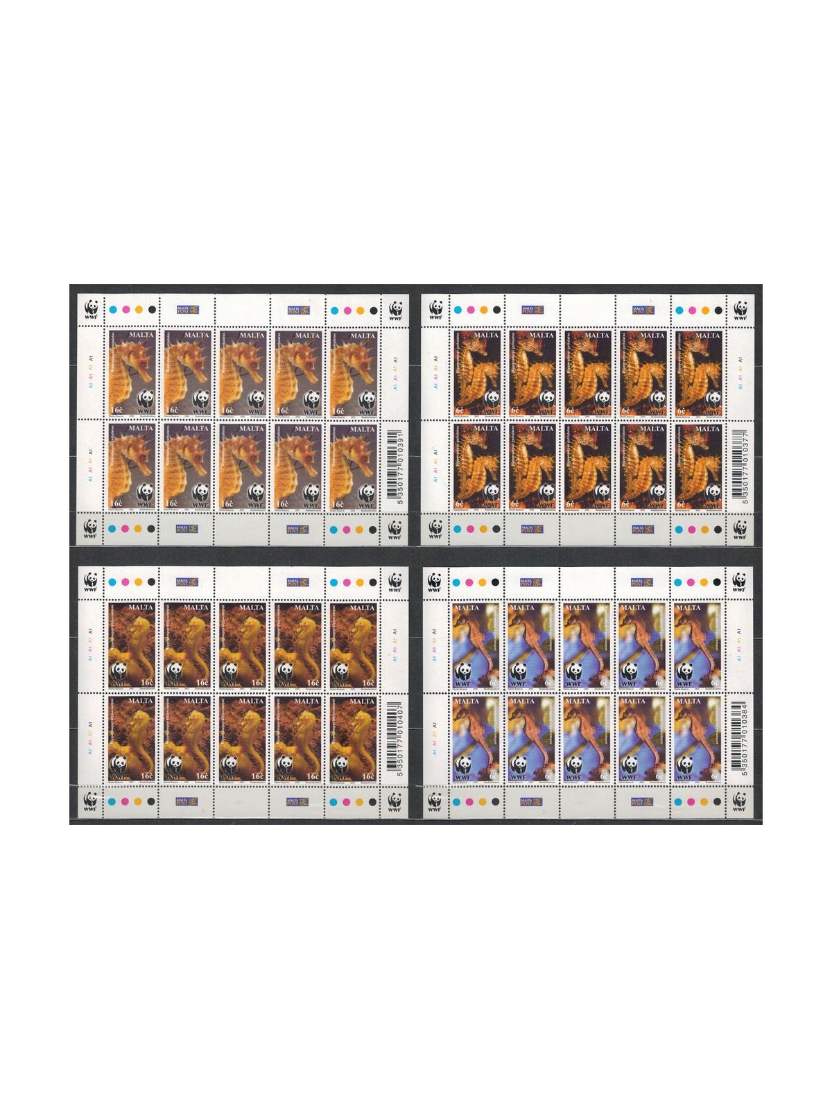 MALTA 2002 WWF, seahorse 4 m/s MNH**