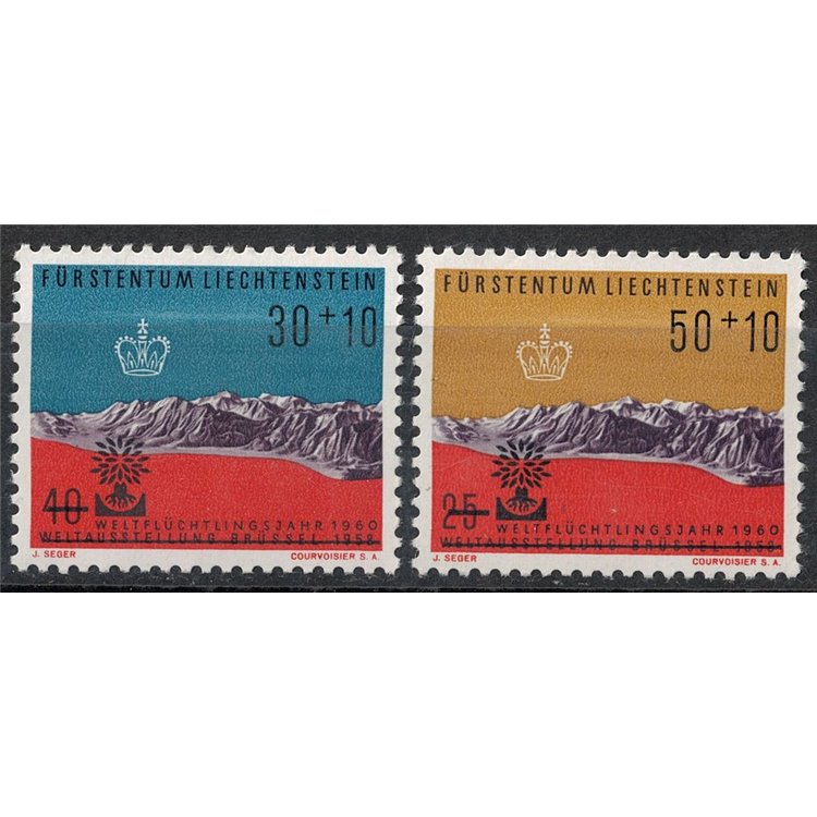 LIECHTENSTEIN 1960 Anno del rifugiato 2v MNH**