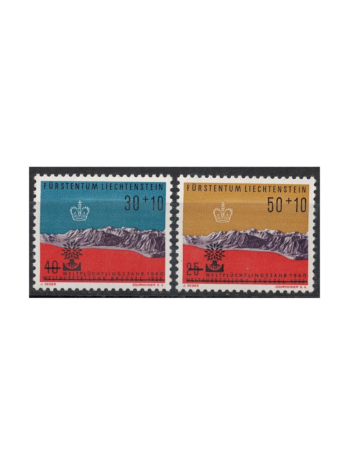 LIECHTENSTEIN 1960 Anno del rifugiato 2v MNH**