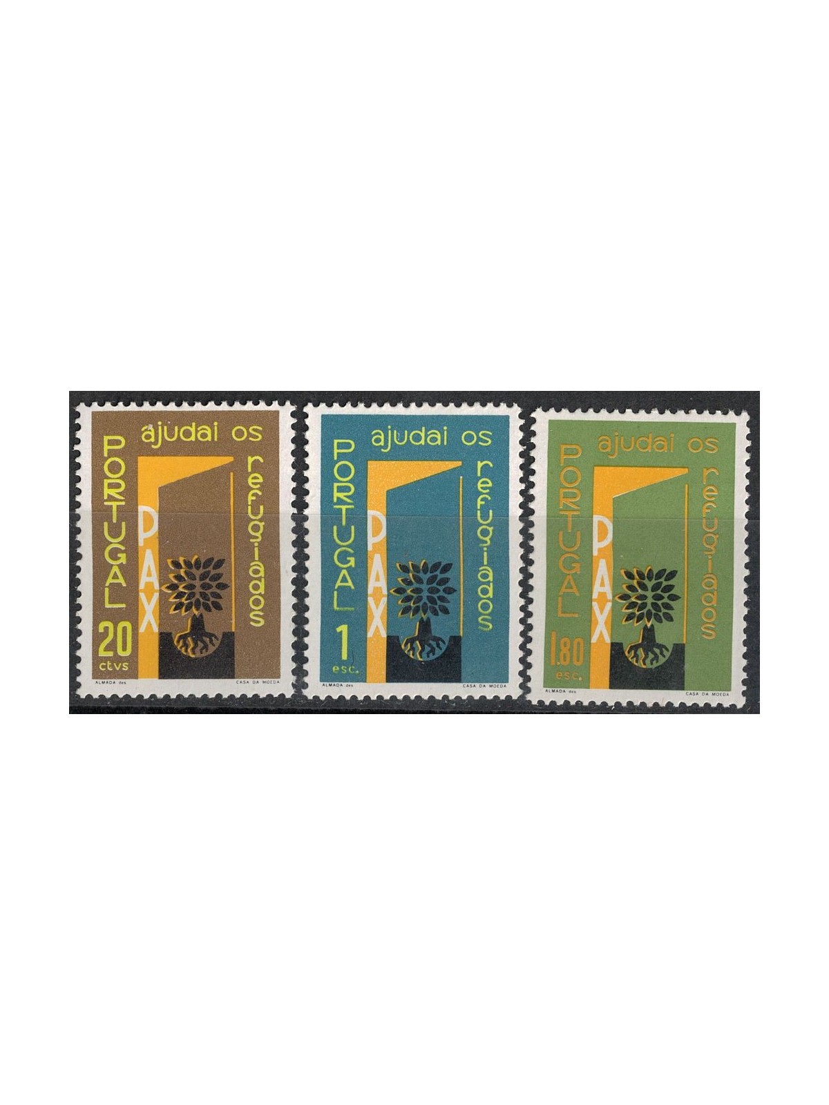 PORTOGALLO 1960 Anno del rifugiato 3v MNH**