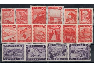 AUSTRIA 1947-48 Serie ordinaria, paesaggi 16v MNH**