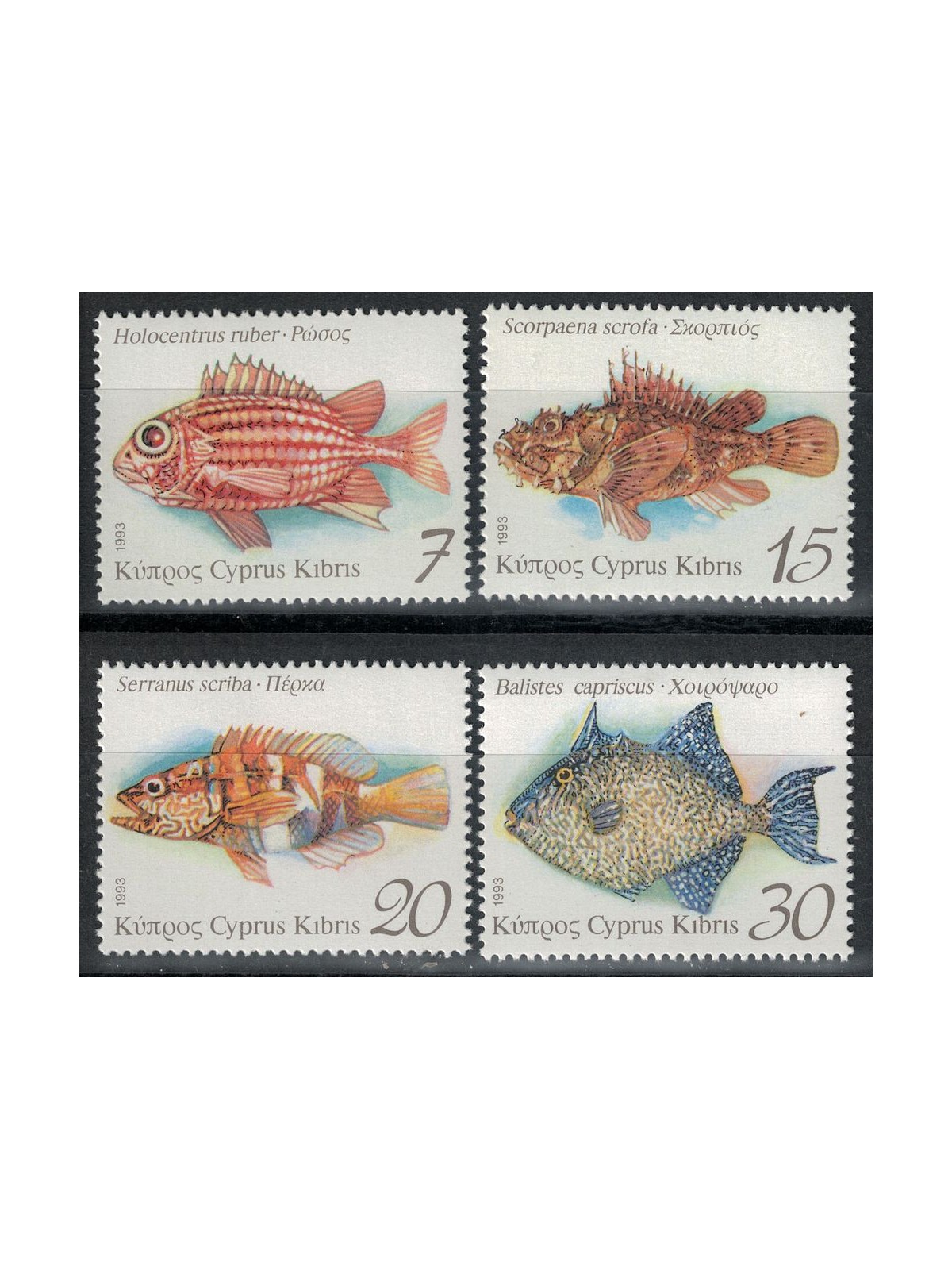 CYPRUS 1993 Marine fauna, fish 4v MNH**