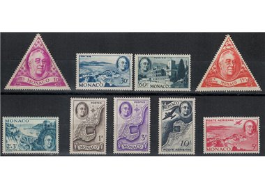 MONACO 1946 In honor of President Roosevelt 9v MNH**