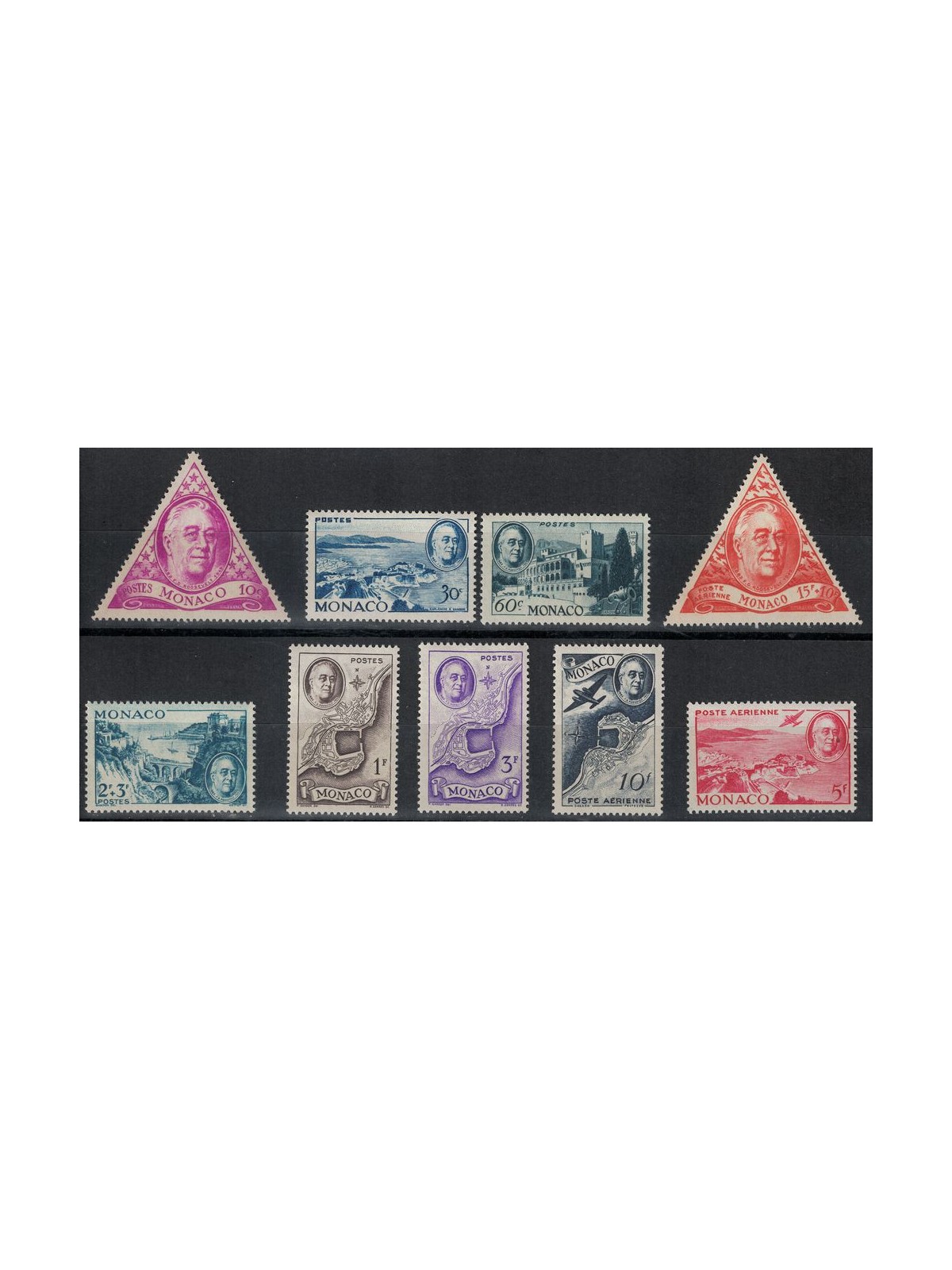 MONACO 1946 In onore del Presidente Roosevelt 9v MNH**