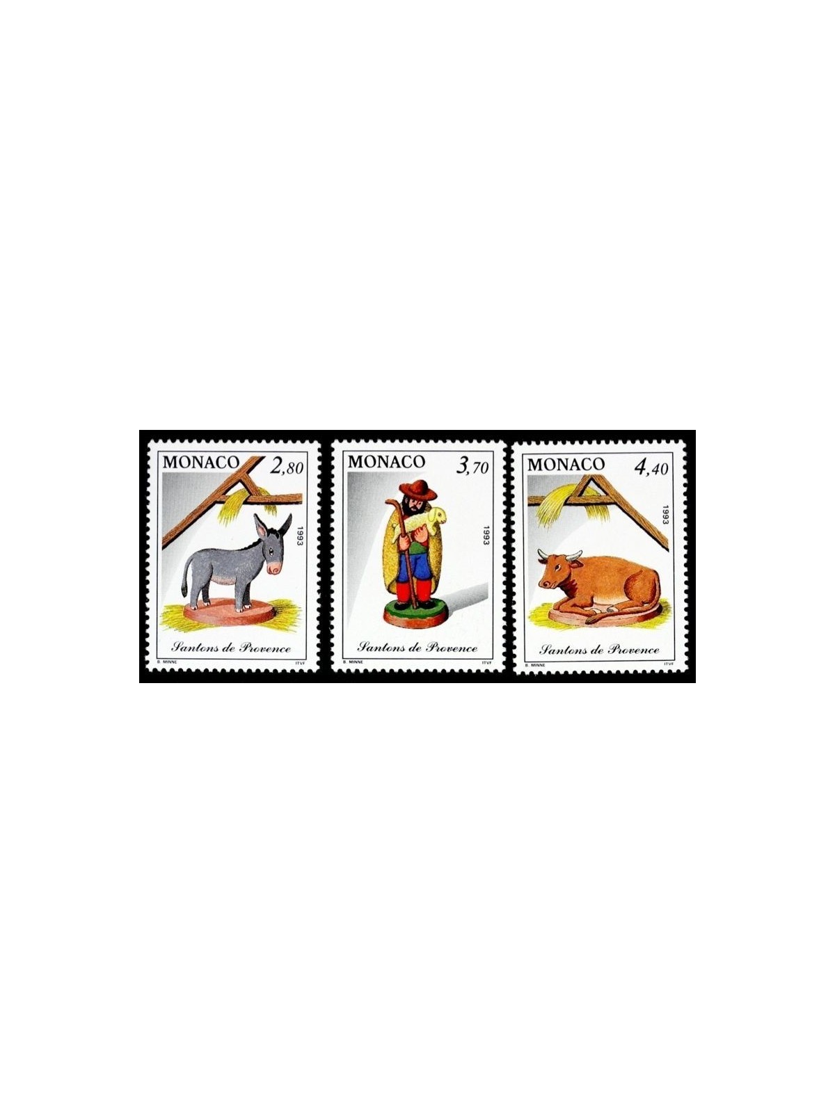 MONACO 1993 Natale 3v MNH**