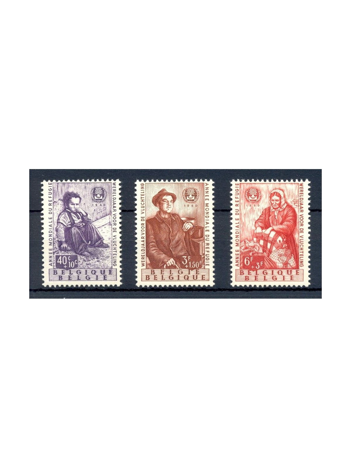BELGIO 1960 Anno del rifugiato (colori cambiati) 3v MNH**