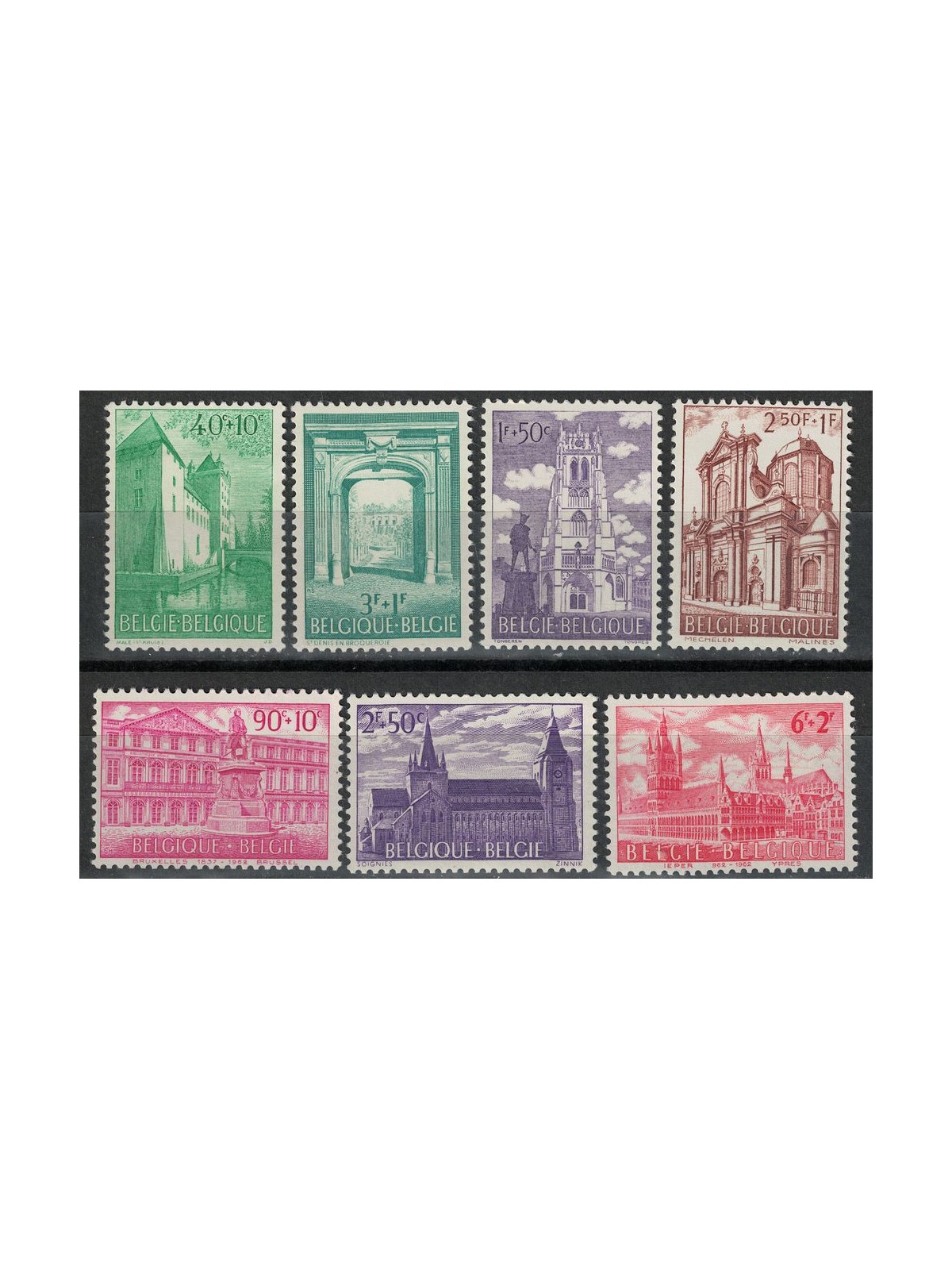BELGIUM 1962 Masterpieces of Architecture 7v MNH**