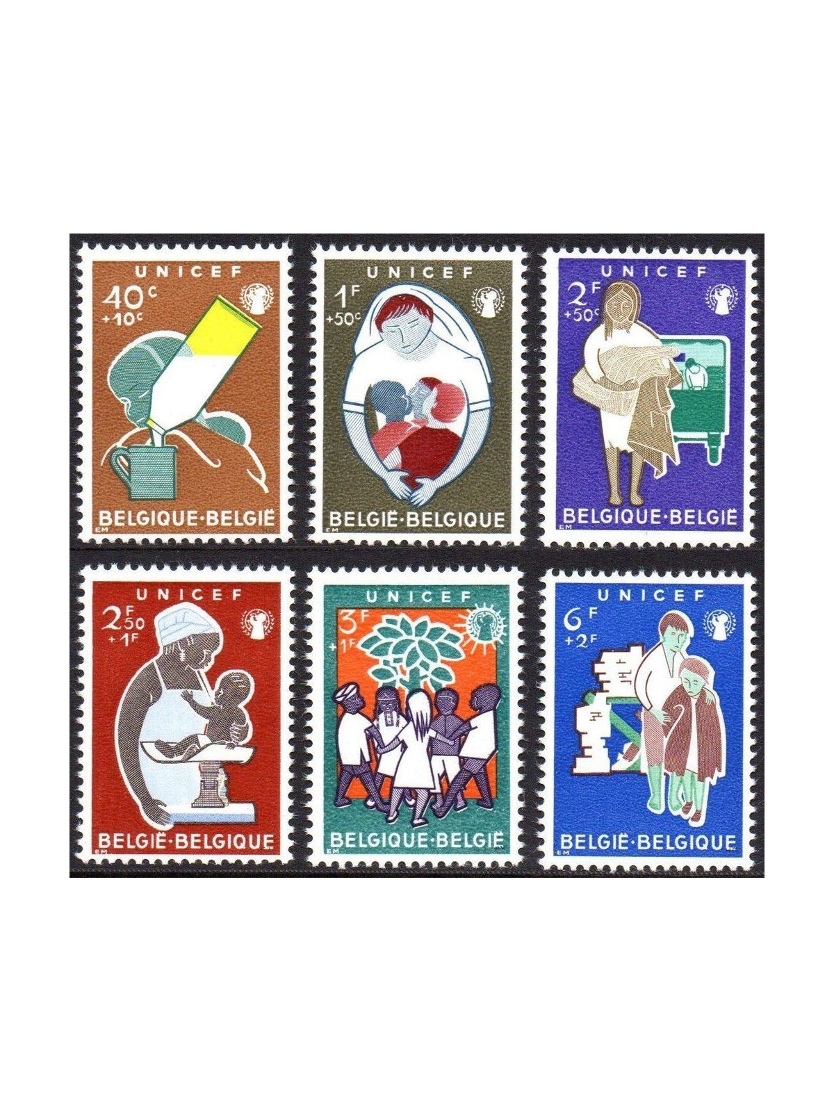 BELGIUM 1960 Unicef 6v MNH**