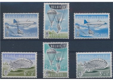 BELGIO 1960 Paracadutismo 6v MNH**