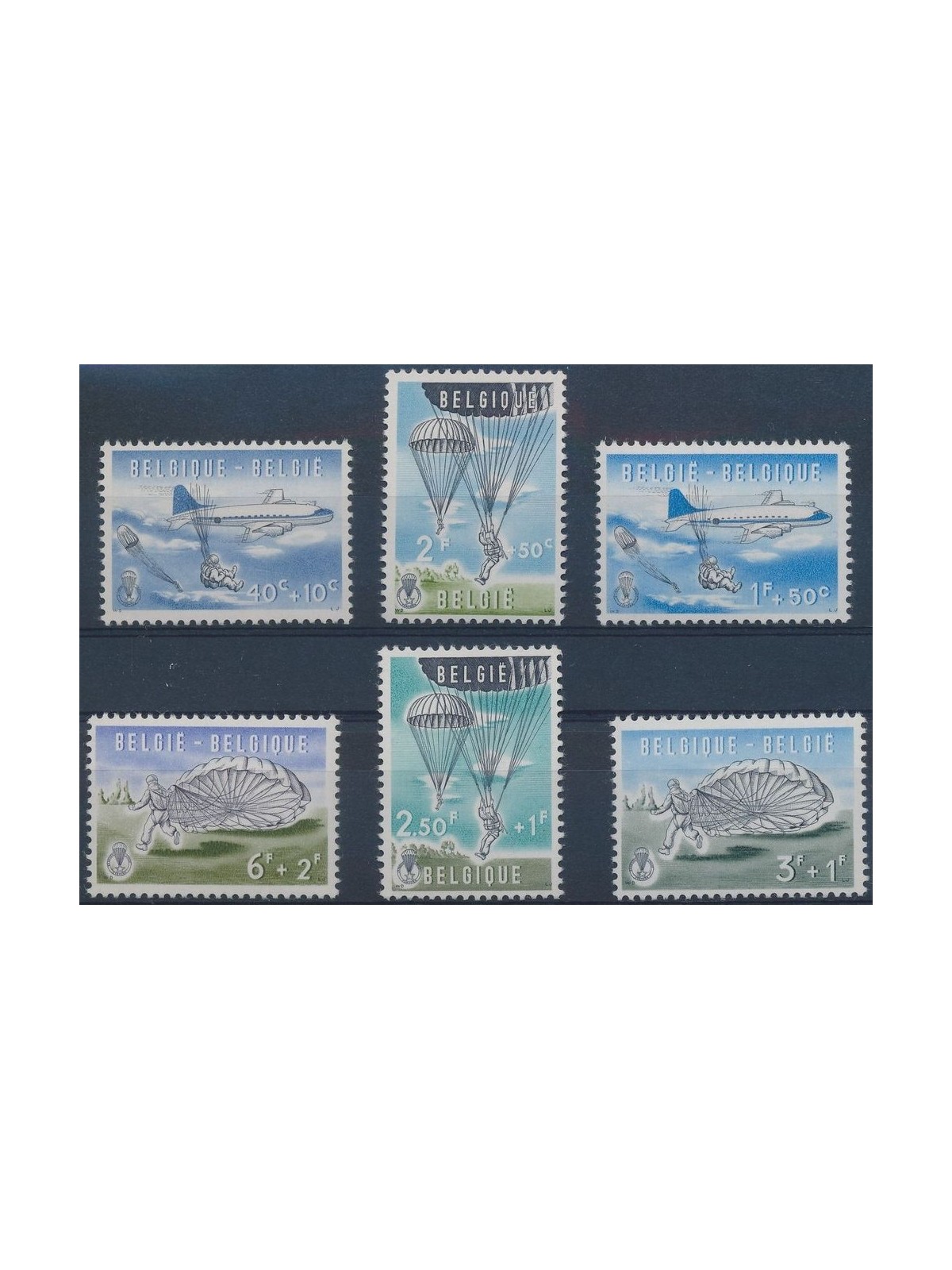 BELGIO 1960 Paracadutismo 6v MNH**