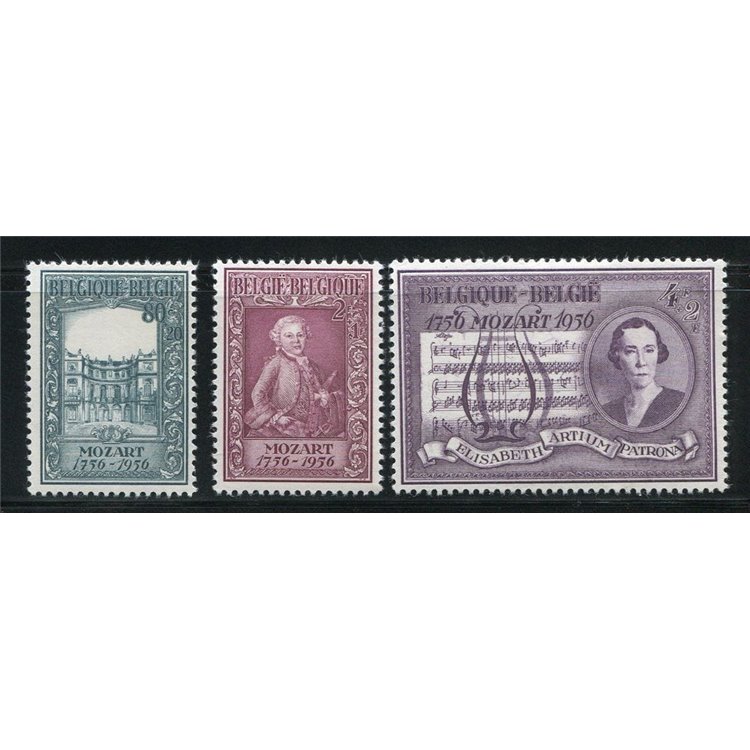 BELGIO 1956 Bicentenario Mozart 3v MNH**