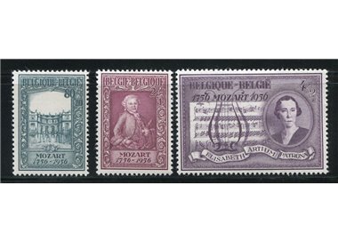 BELGIUM 1956 Mozart Bicentenary 3v MNH**