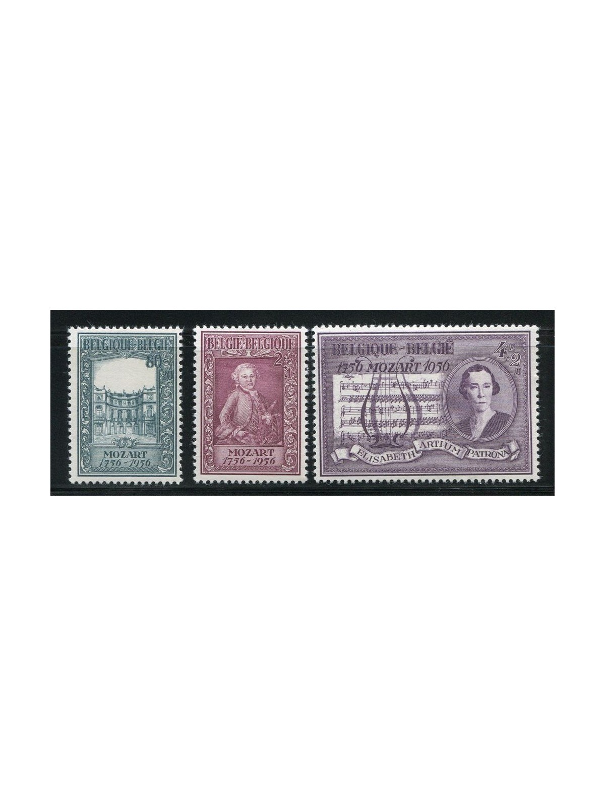 BELGIO 1956 Bicentenario Mozart 3v MNH**