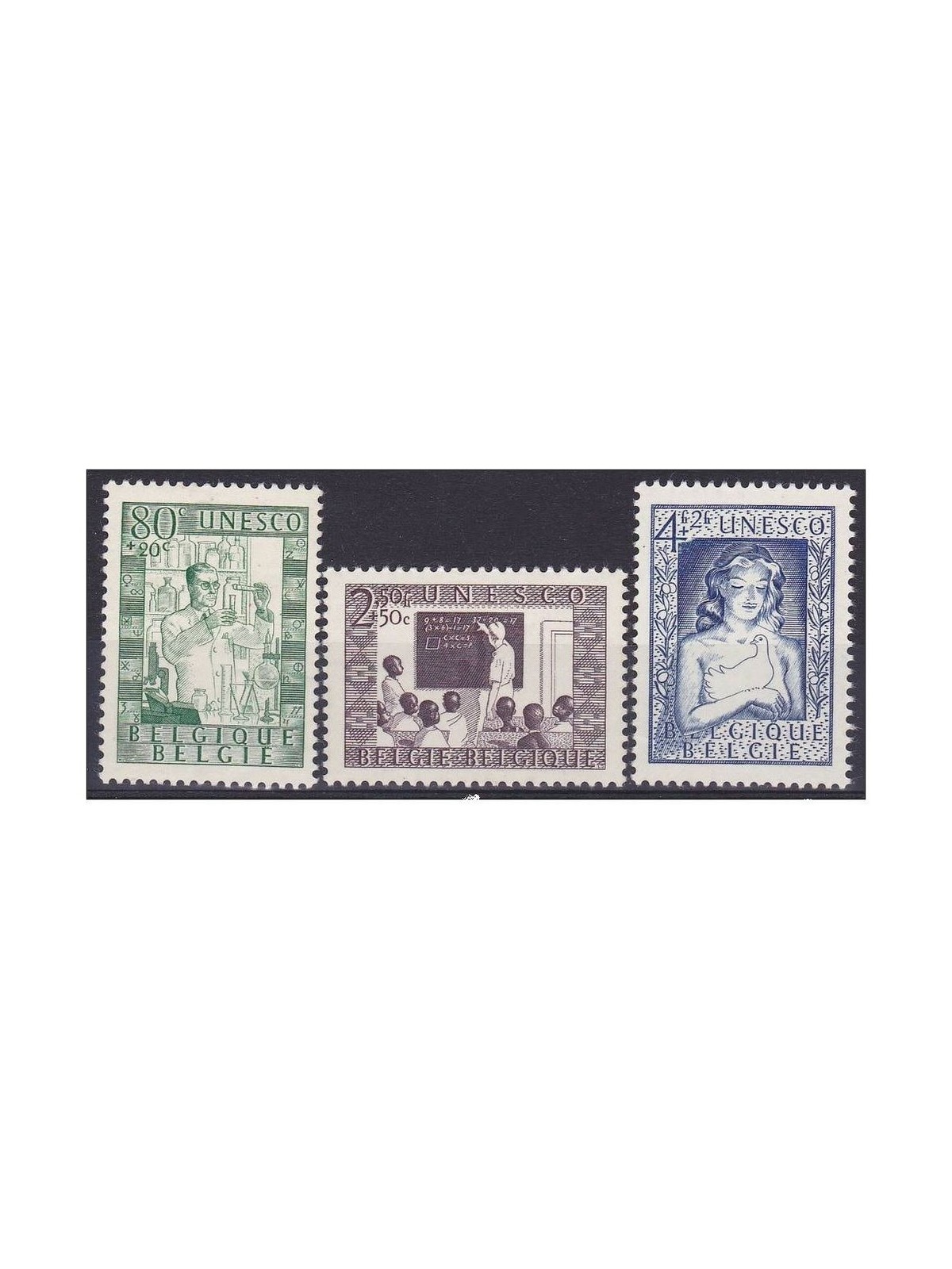BELGIUM 1951 Unesco 3v MNH**